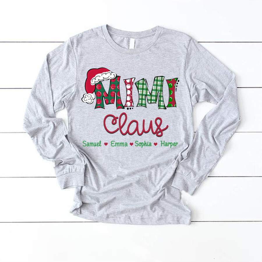 Personalized Mimi Claus Kids Names Christmas Shirt