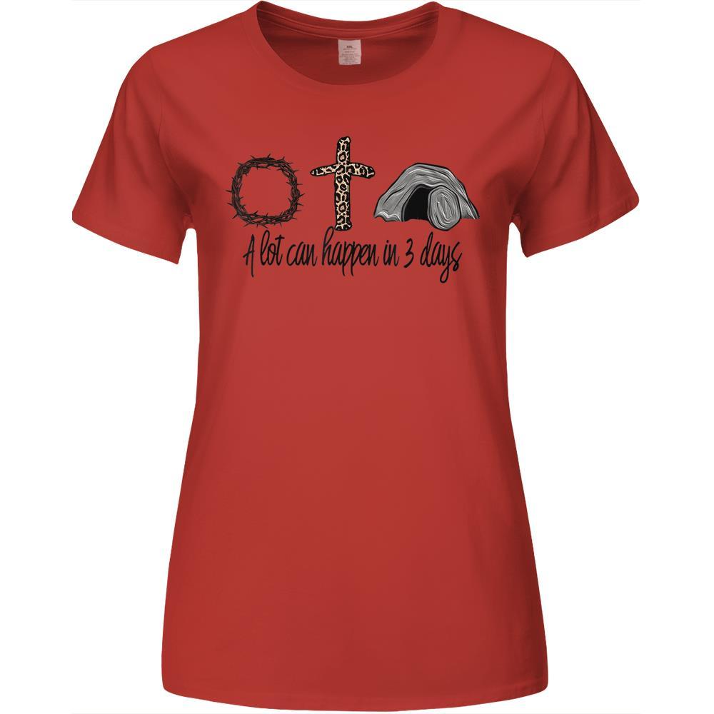 A Lot Can Happen In 3 Days Jesus Easter Resurrection Leopard Premium Womens Tshirts