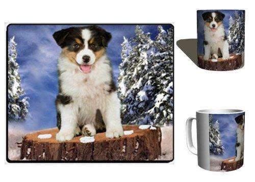 Australian Shepherd Puppy Mug & Mousepad Combo Gift Set