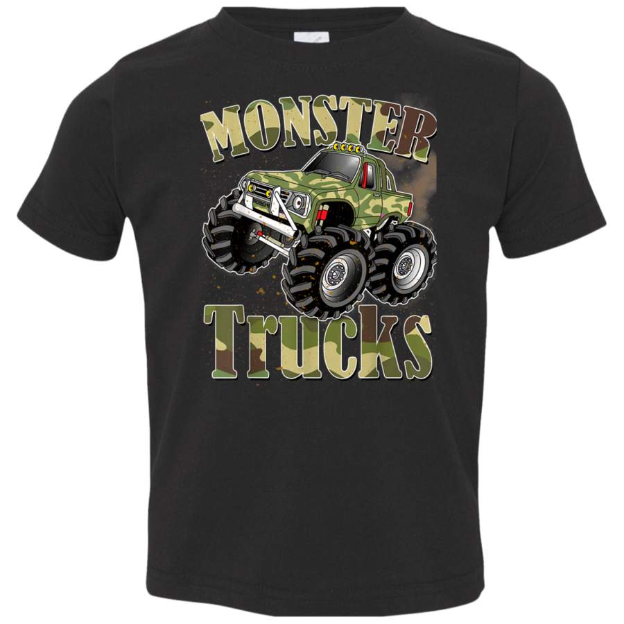 Monster Trucks T Shirt Funny Camouflage Birthday Gift 3321 Rabbit Skins Toddler Jersey T-Shirt