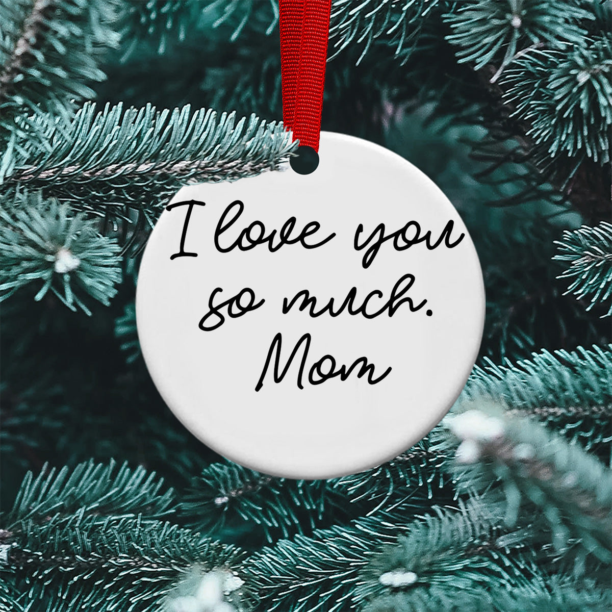 Winter Family Time I Love You so Much Mom Christmas Ornaments Tree Topper Decoration 2020 Gift Ideas Ornament (2 sided)