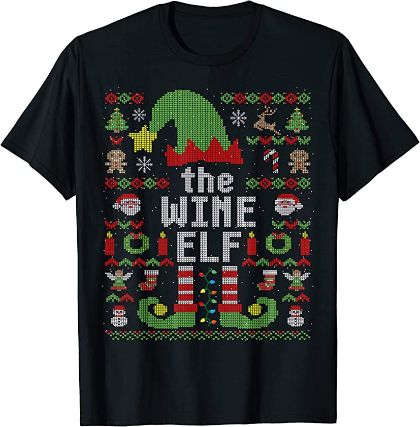 The Wine Elf Ugly Christmas Matching Family Group T-Shirt