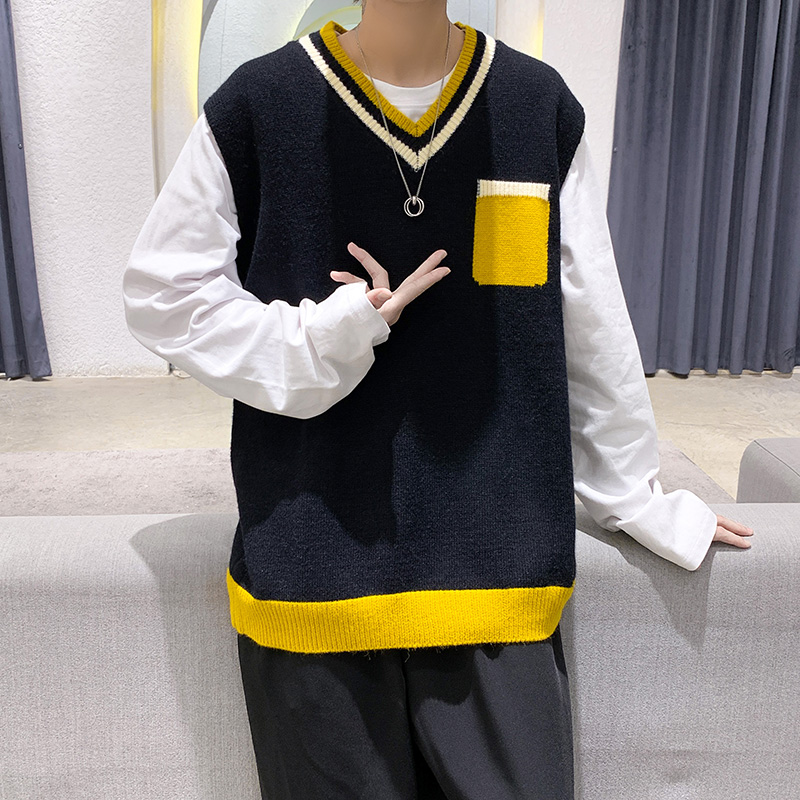 Sweater Vest Men Hip Hop Oversized Knitting Sweater Fashion Jumper Streetwear Loose Casual Sleeveless O-neck Pullovers Tops alx