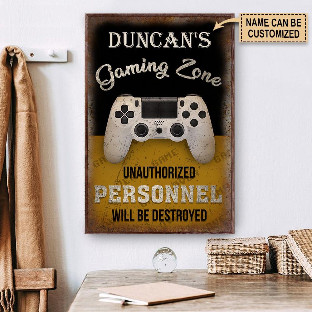 Aeticon Gifts Personalized Game Unauthorized Personnel Will Be Destroyed Canvas Mom Dad Gift Home Decor