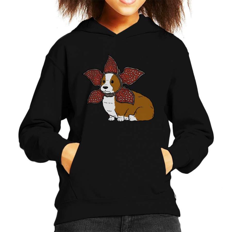 Not Safe For Cats Demogorgon Corgi Kid’s Hooded Sweatshirt