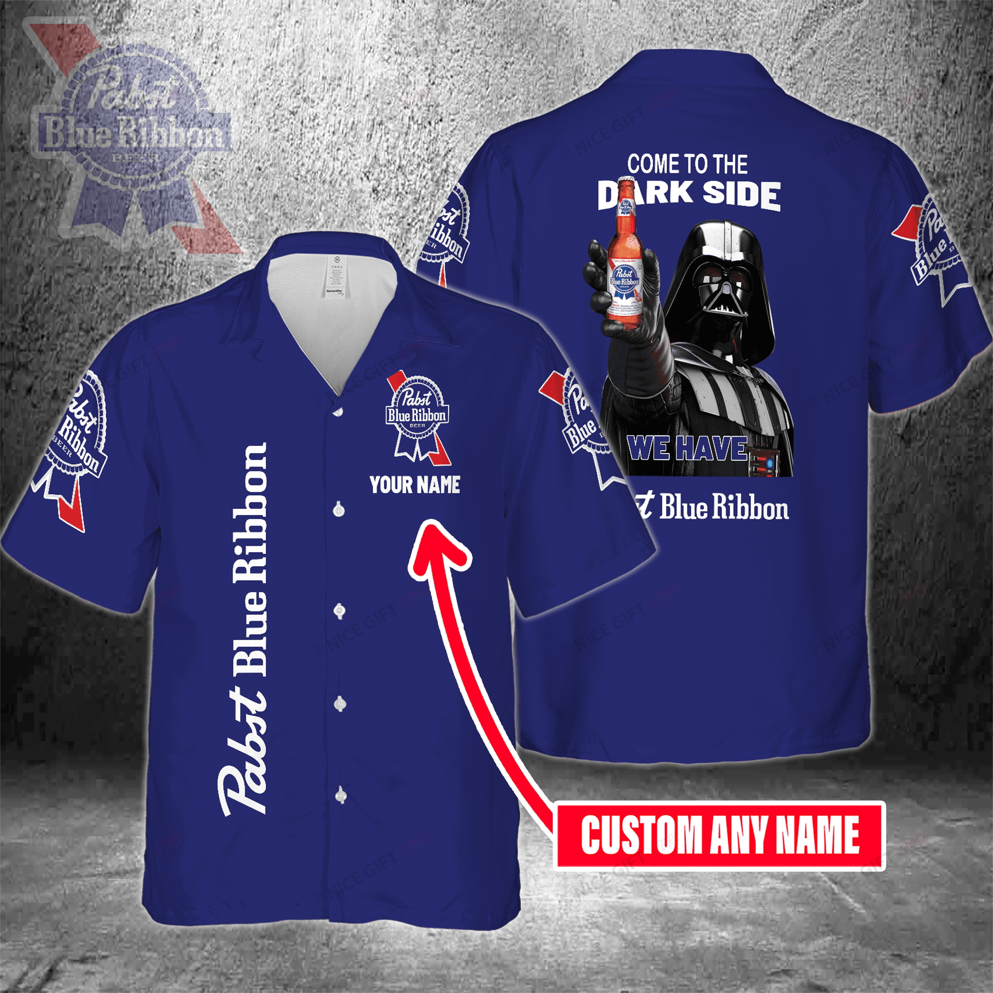 Come To The Dark Side We Have Pabst Blue Ribbon Custom Name Hawaiian Shirt 3Hs-C3S5