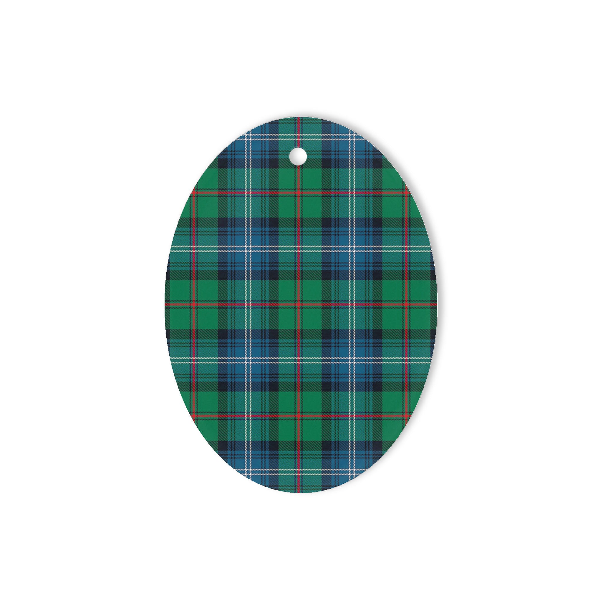 Urquhart Ancient Tartan Oval Ornaments, Christmas Tree Ornament, Plaid Christmas Ornaments, Ceramic Oval Christmas Tree Decoration