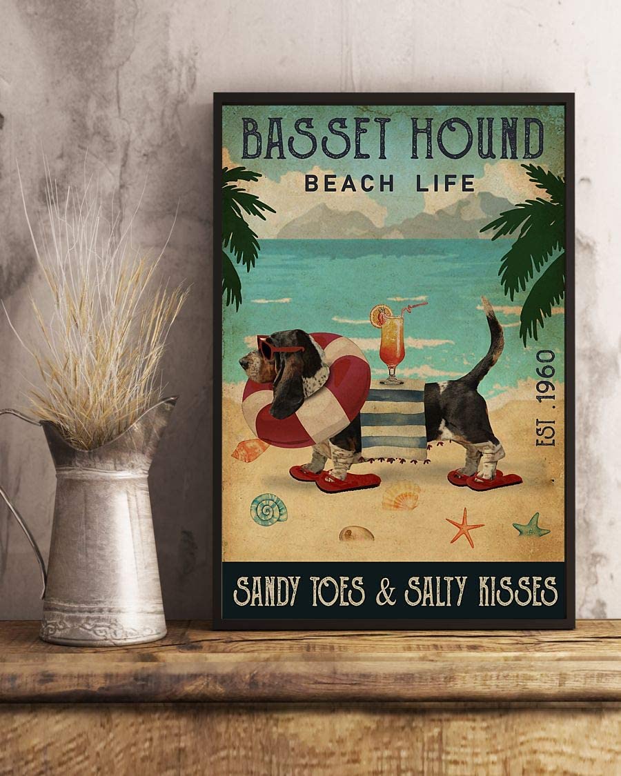 Basset Hound Beach Life Sandy Toes And Salty Kisses Poster – MD – Home ...