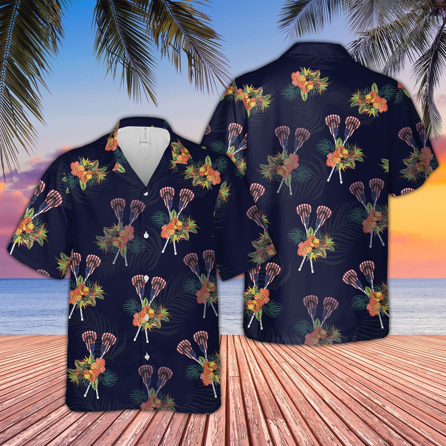 Hawaii Aloha Shirts Lacrosse Tropical Flower Ha89205