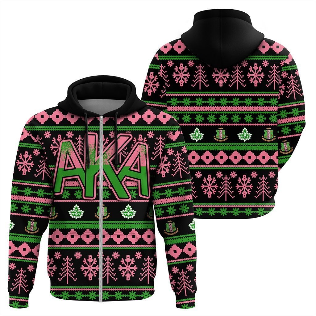 Alpha Kappa Alpha Christmas Splatters Zip Hoodie