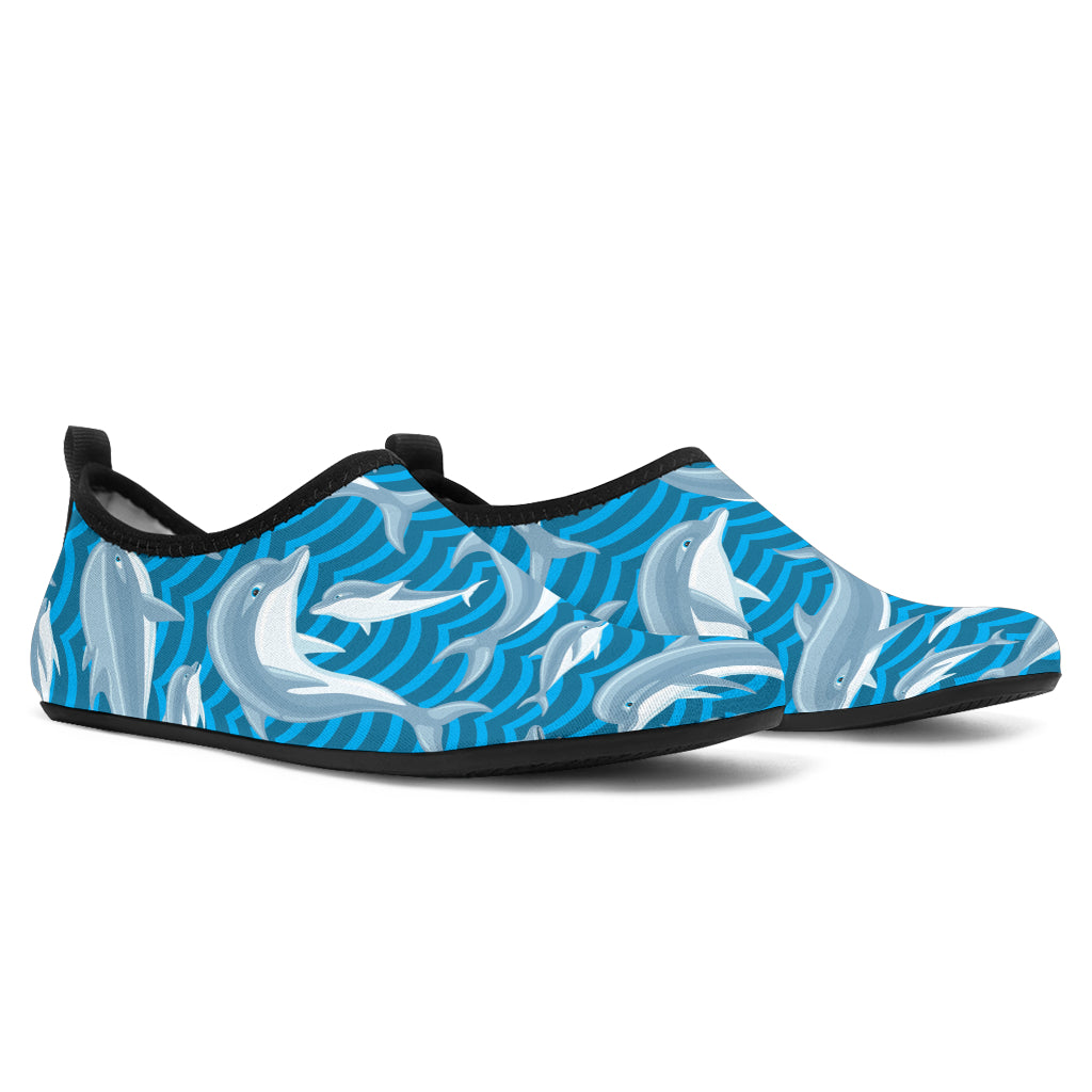 Dolphin Cute Print Pattern Aqua Water Shoes