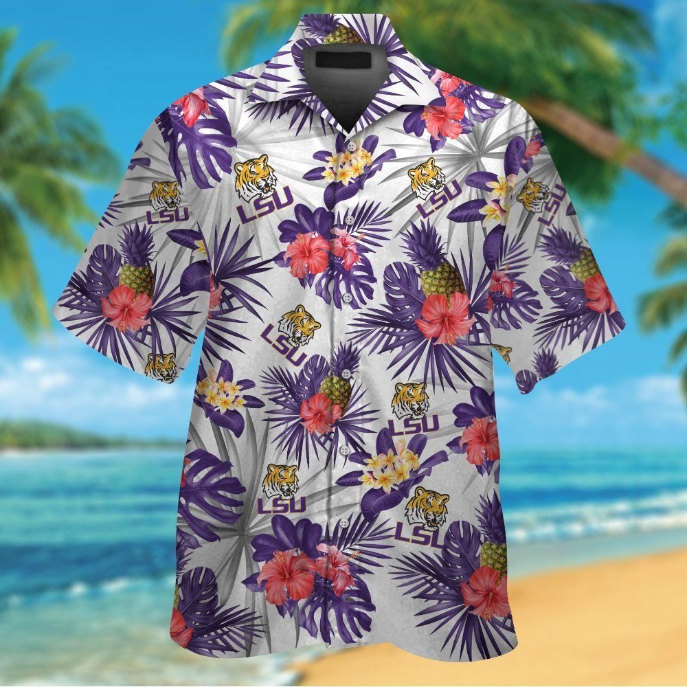 Lsu Tigers Short Sleeve Button Up Tropical Hawaiian Shirt Ver03