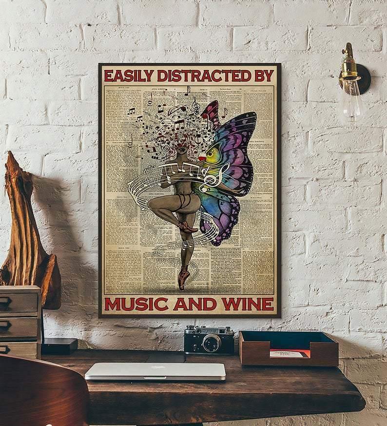 Easily Distracted By Music And Wine Yoga Matte Canvas