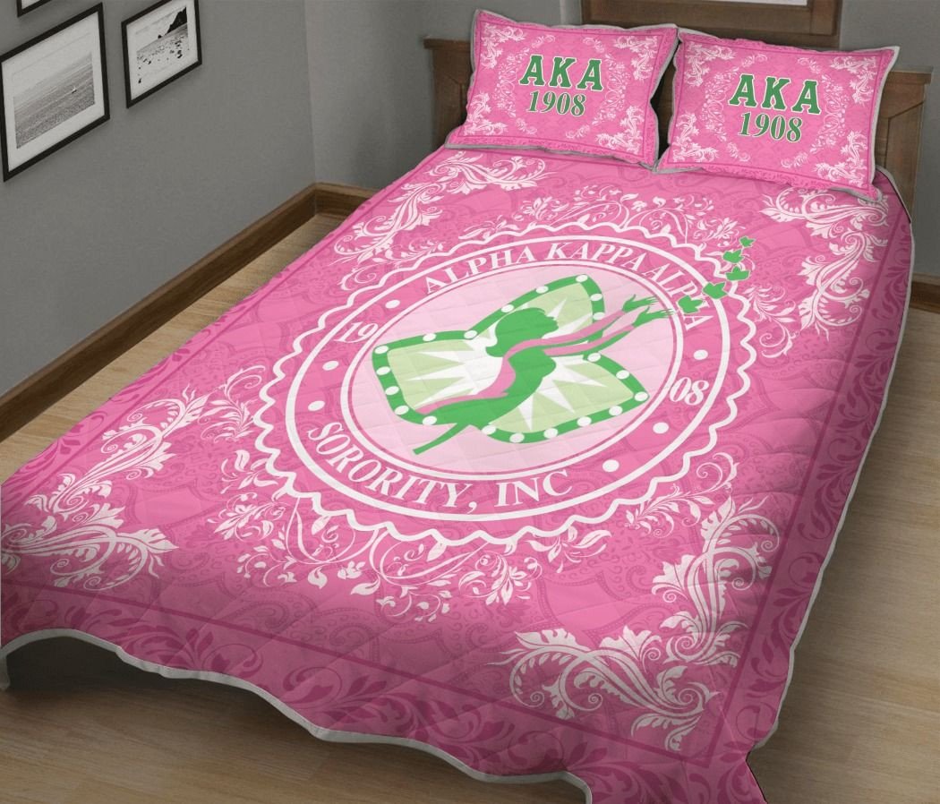 Wonderprint Home Set Royal Alpha Kappa Alpha Women Ivy League Quilt Bed Set Lt10