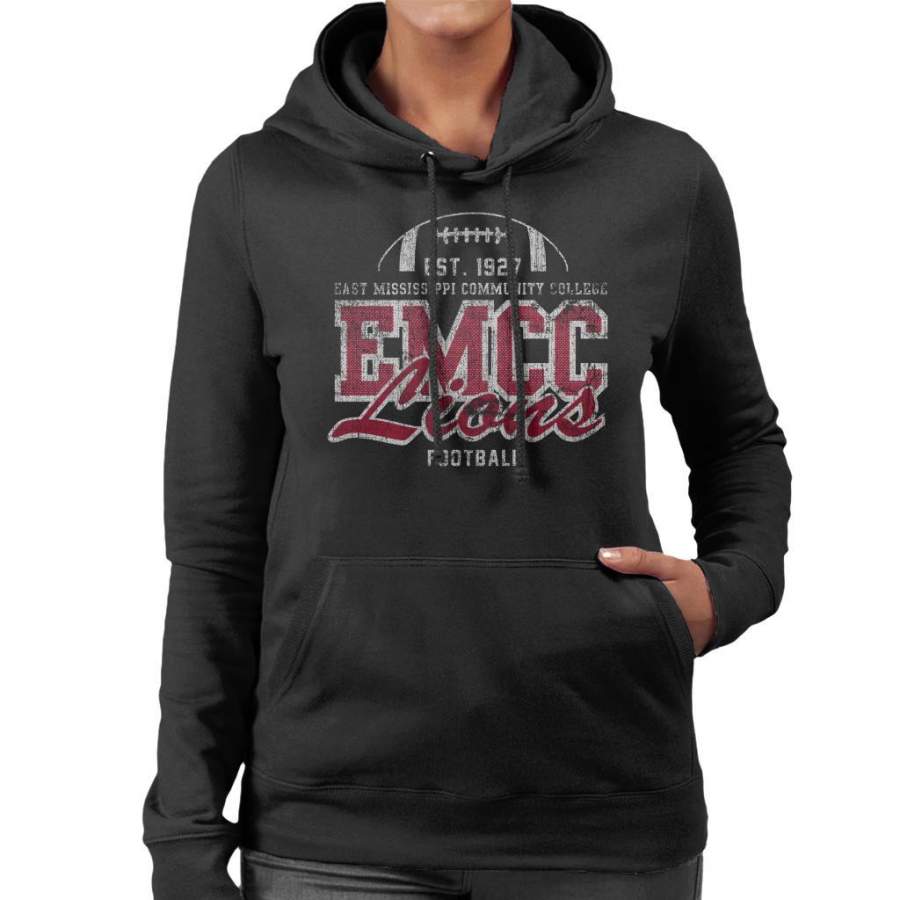 East Mississippi Community College Distressed Lions Football Women’s Hooded Sweatshirt