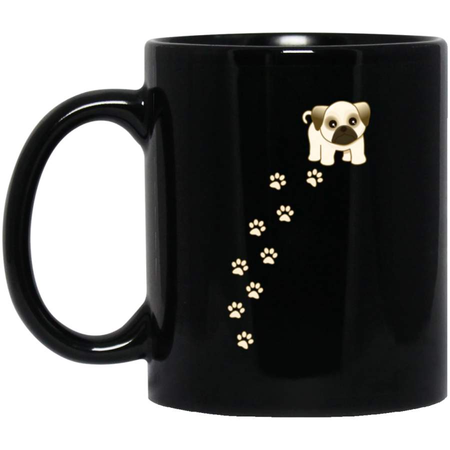 Cute Pug Puppy Dog Black Mug