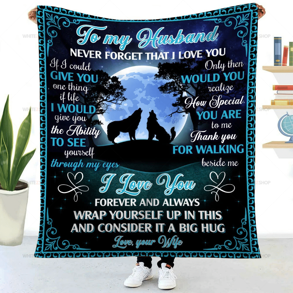 Woft Wife To My Husband Never Forget I Love You – Valentines Day Gifts – Valentine Gift For Husband – Blanket Valentine For Husband