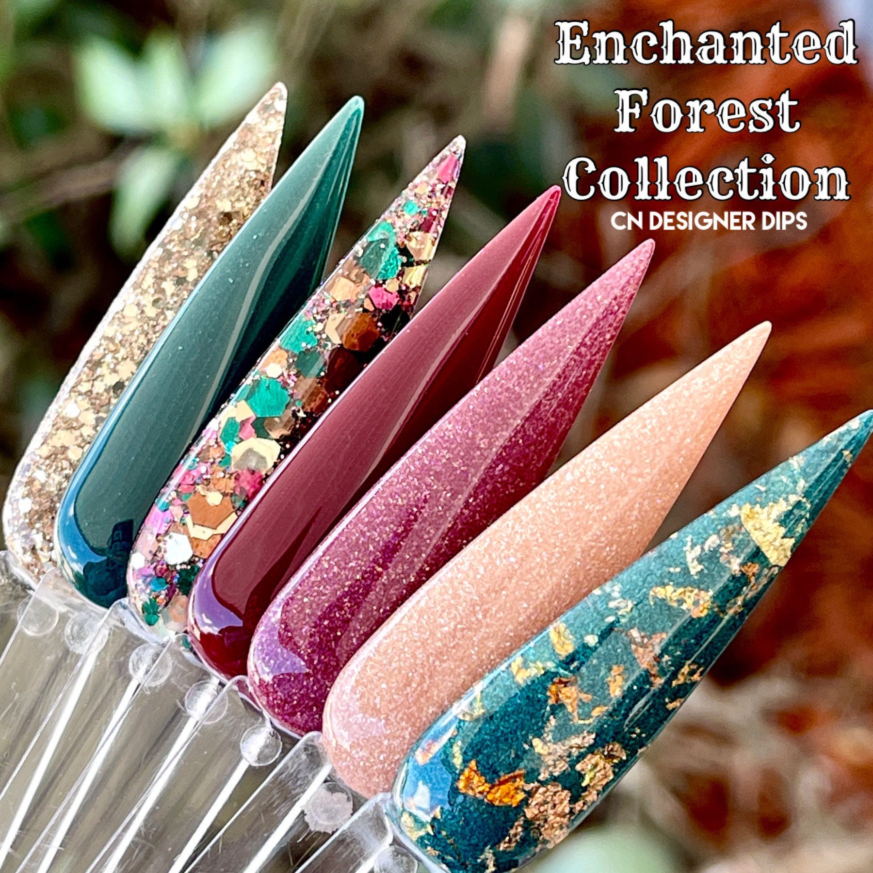 Enchanted Forest Collection- dip powder, dip powder for nails, nail dip, dip powders, dip nail powder, glitter dip powder, nails, acrylic