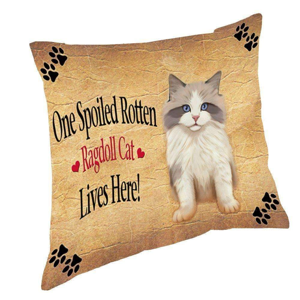 Ragdoll Kitten Spoiled Rotten Cat Throw Pillow