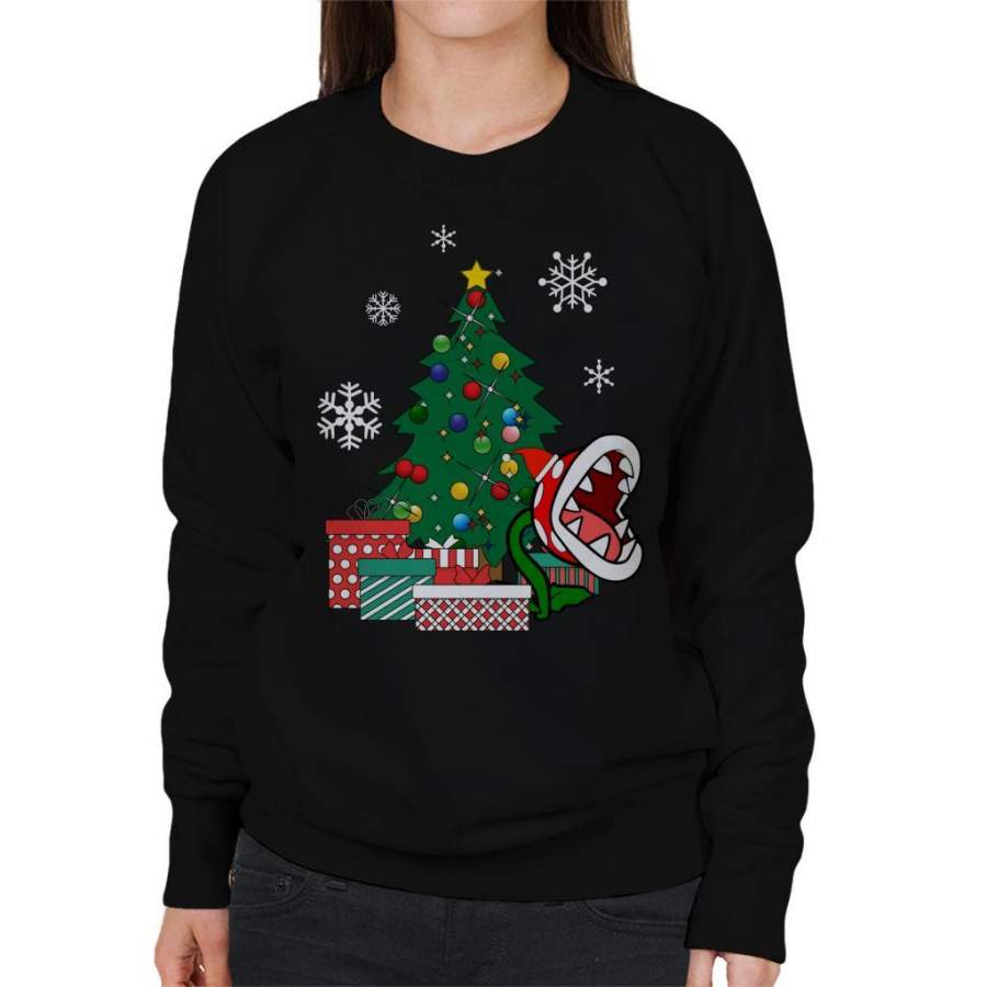 Piranha Plant Around The Christmas Tree Mario Women’s Sweatshirt