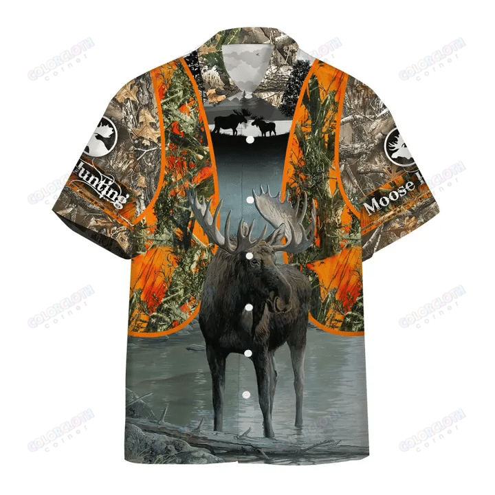 Moose Hunting Orange Camo Hawaii Shirt Ha43877