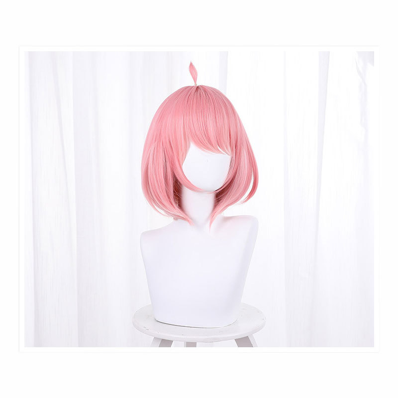 Anime SPY×FAMILY Anya Forger Costume Short Pink Cosplay Wig Hair Heat Resistant Synthetic Halloween Party Woman Cute Wigs alx