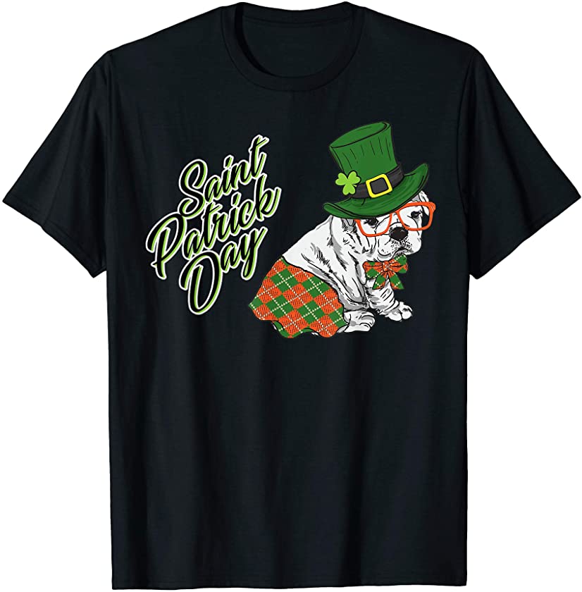 St.Patrick’s Day English Bulldog Puppy Leprechaun Dog Lover T-Shirt