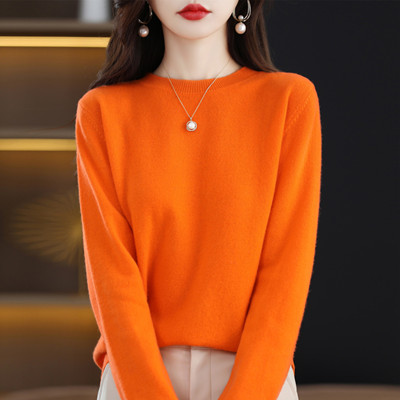 100% wool cashmere sweater women loose casual knitted round neck pullover 2022 new high quality autumn and winter sweater alx