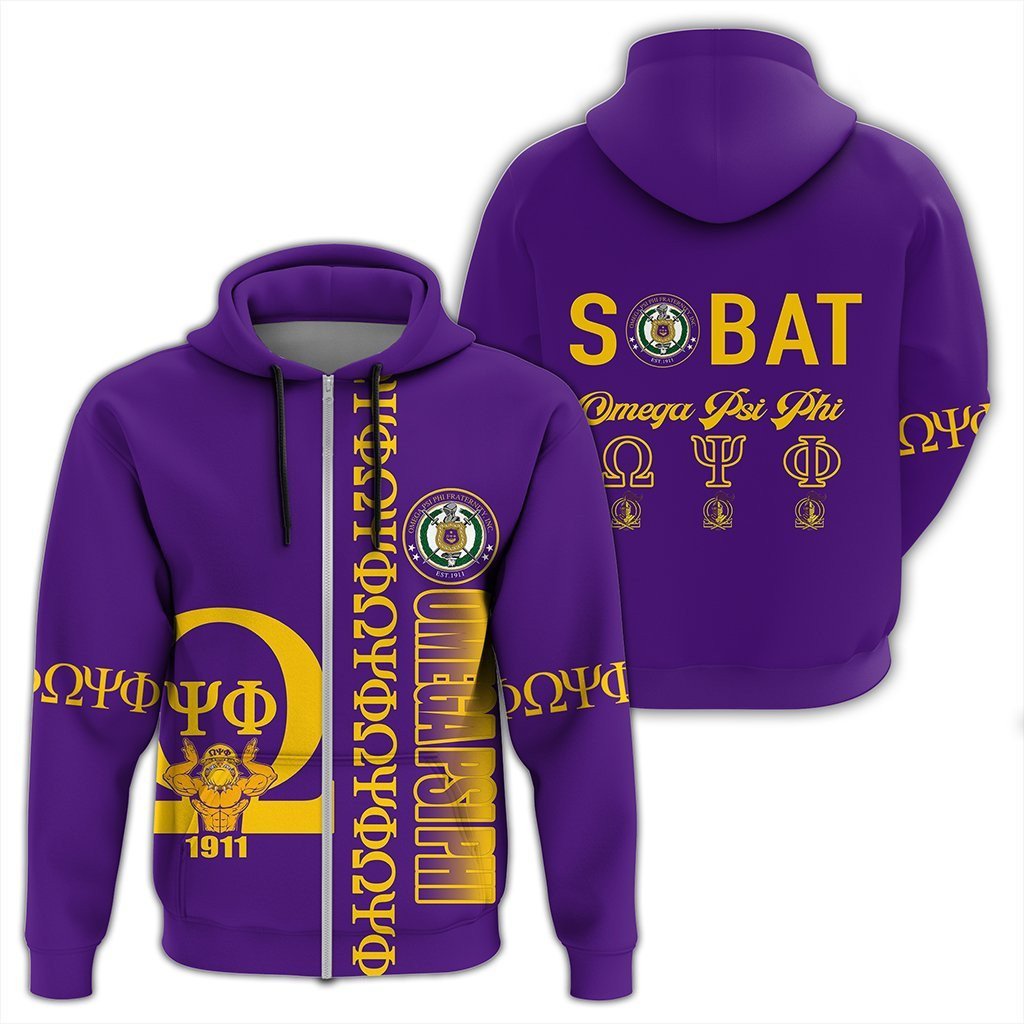 Fraternity Hoodie – Purple Omega Psi Phi Zip Hoodie J90