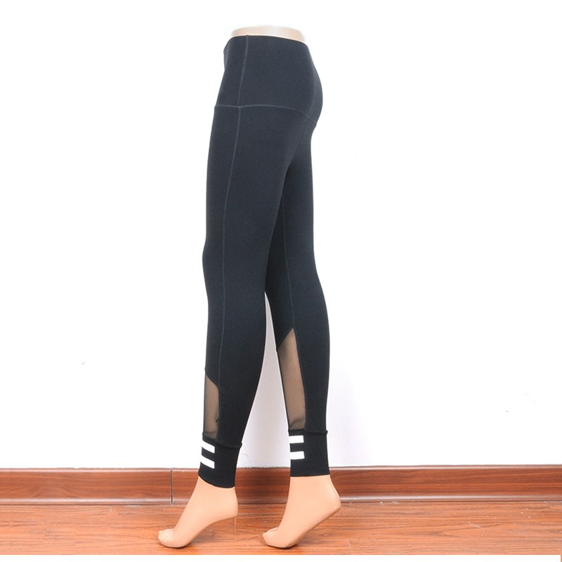 Women Black Mesh Sports Leggins High Waist Yoga Pants Fitness Leggings Athletic Sports Wear Gym