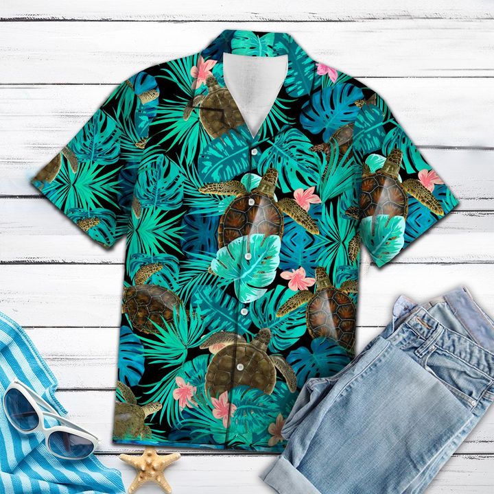 Awesome Turtle Tropical Hawaiian Shirt Summer Button Up For Men, Women, Couple