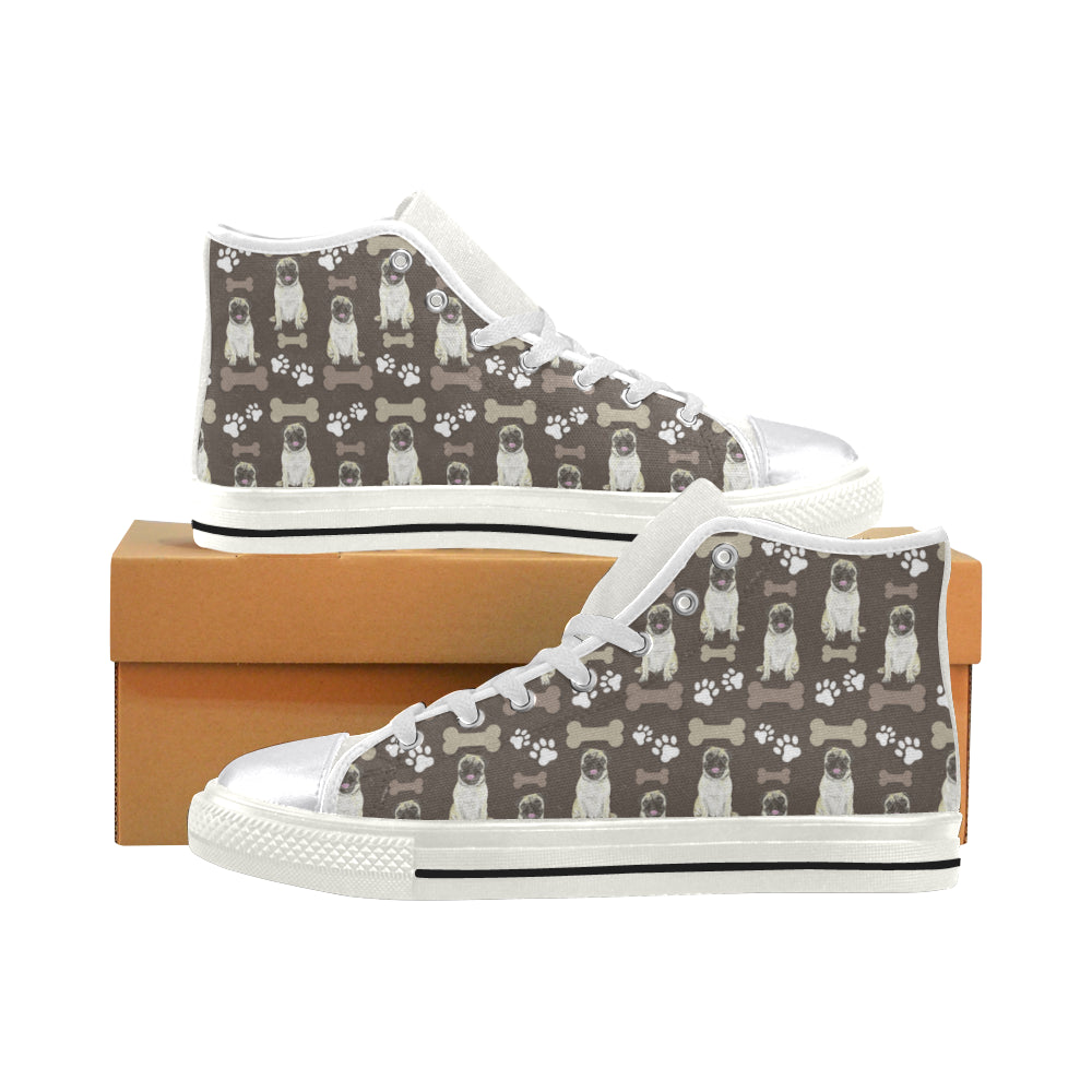 Pug Water Colour Pattern No.1 White Women’s Classic High Top Canvas Shoes