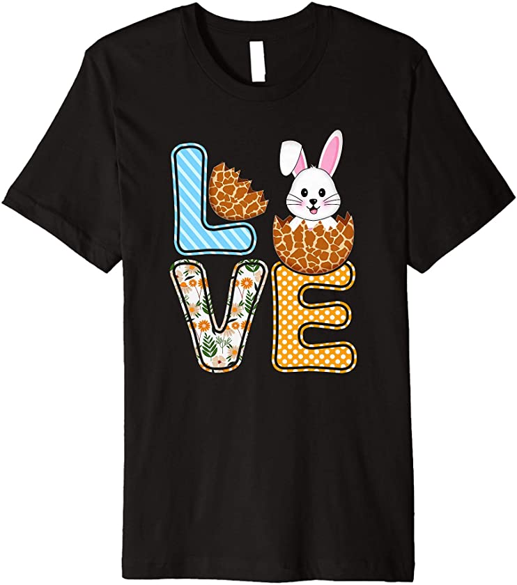 Love Easter Bunny Egg Giraffe Print Cute Bunny Kids Adults Premium T-Shirt