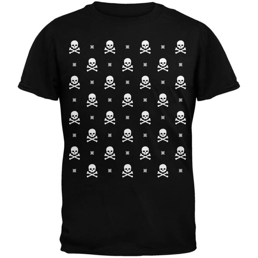 Skull And Crossbones Snowy Ugly Christmas Sweater Black Youth T-Shirt