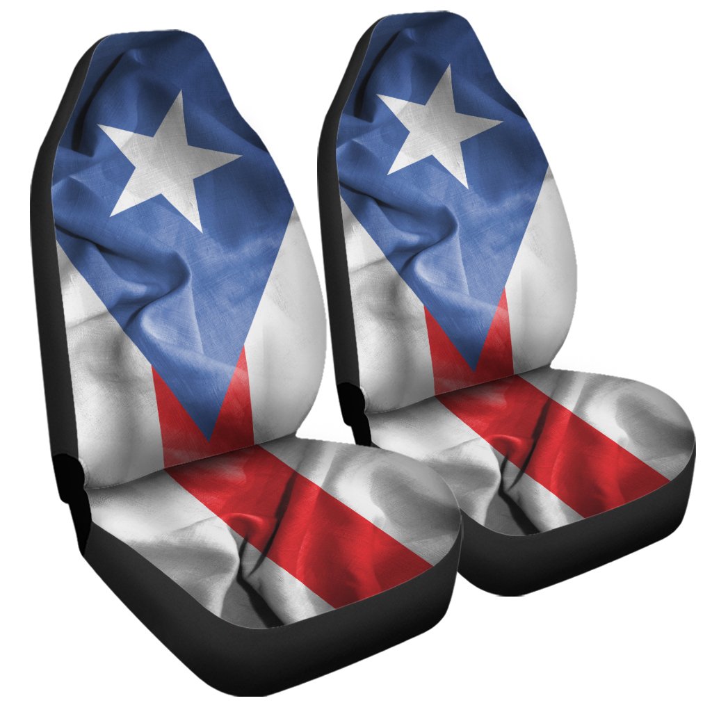 Wrinkled Puerto Rican Flag Print Universal Fit Car Seat Covers