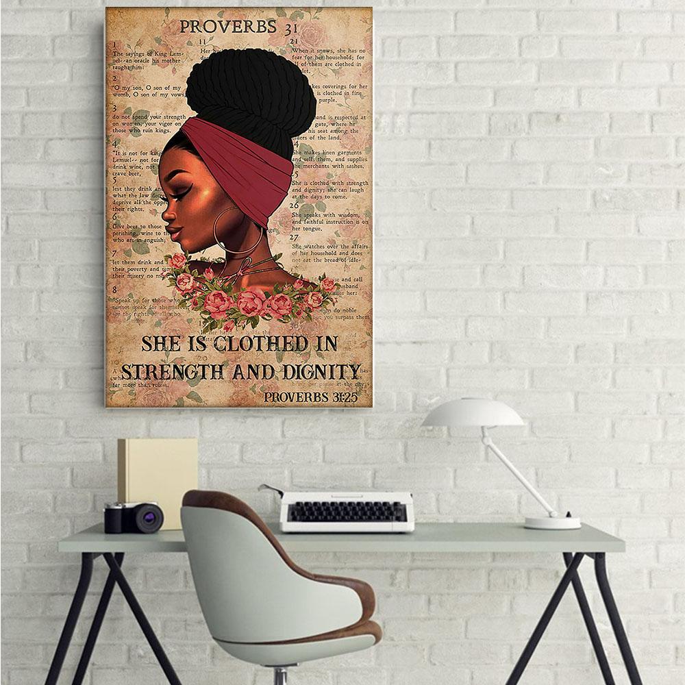 Nice African Custom Canvas Art Vintage African American Black Art Poster Black Queen African Man Bedroom Elegant Wall Canvas