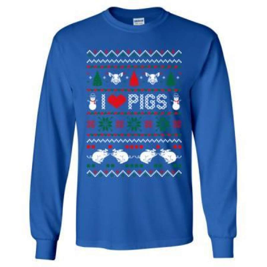 AGR I Love Pigs Ugly Christmas Sweater Xmas – Long Sleeve T-Shirt