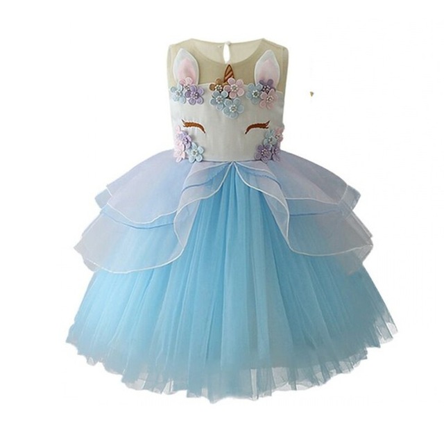 Unicorn Dress Christmas Kids Dresses For Girls Moana Elsa Costume Girls Princess Dress Children Birthday Party Dress fantasia alx