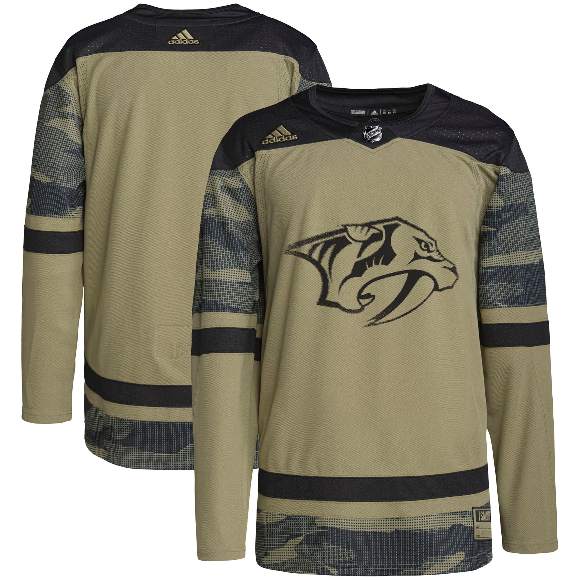 Nashville Predators Military Appreciation Team Authentic Practice Jersey – Camo