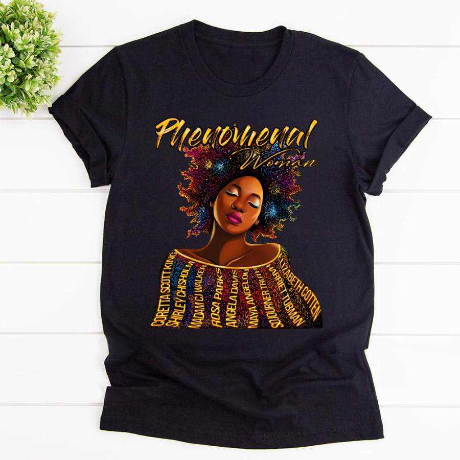 Phenomenal woman black girl rosaparks harriet tubman charming beautiful black cotton t shirt for men and women S-6XL