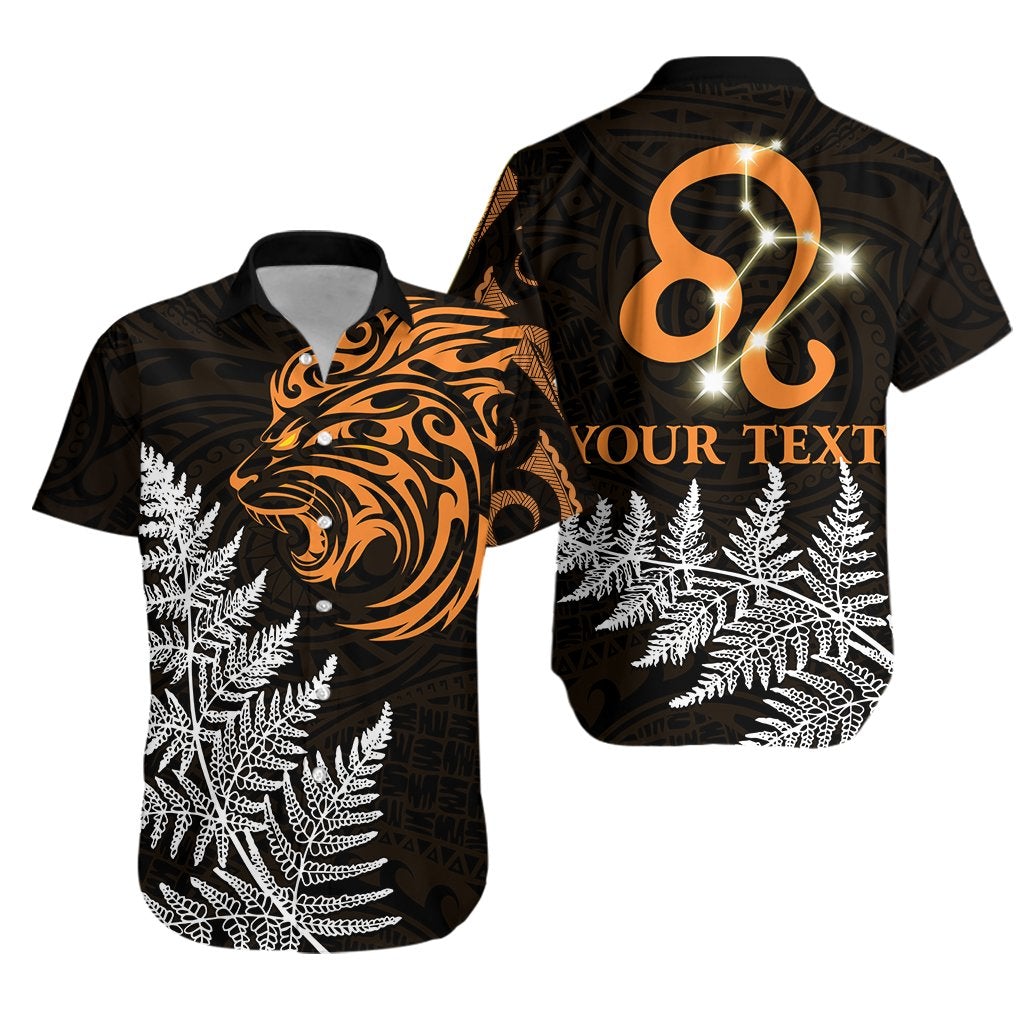 (Custom Personalised) Leo Zodiac Style Maori Hawaiian Shirt Orange Lion Lt13