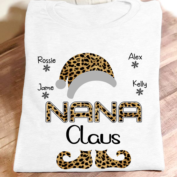 Nana Claus – Leopard Art | Personalized T-Shirt