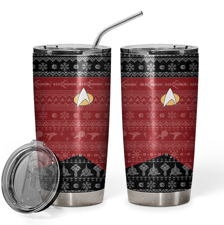 Waybackapparel S.T The Next Generation 1987 Red Ugly Christmas Custom Design Vacuum Insulated Tumbler