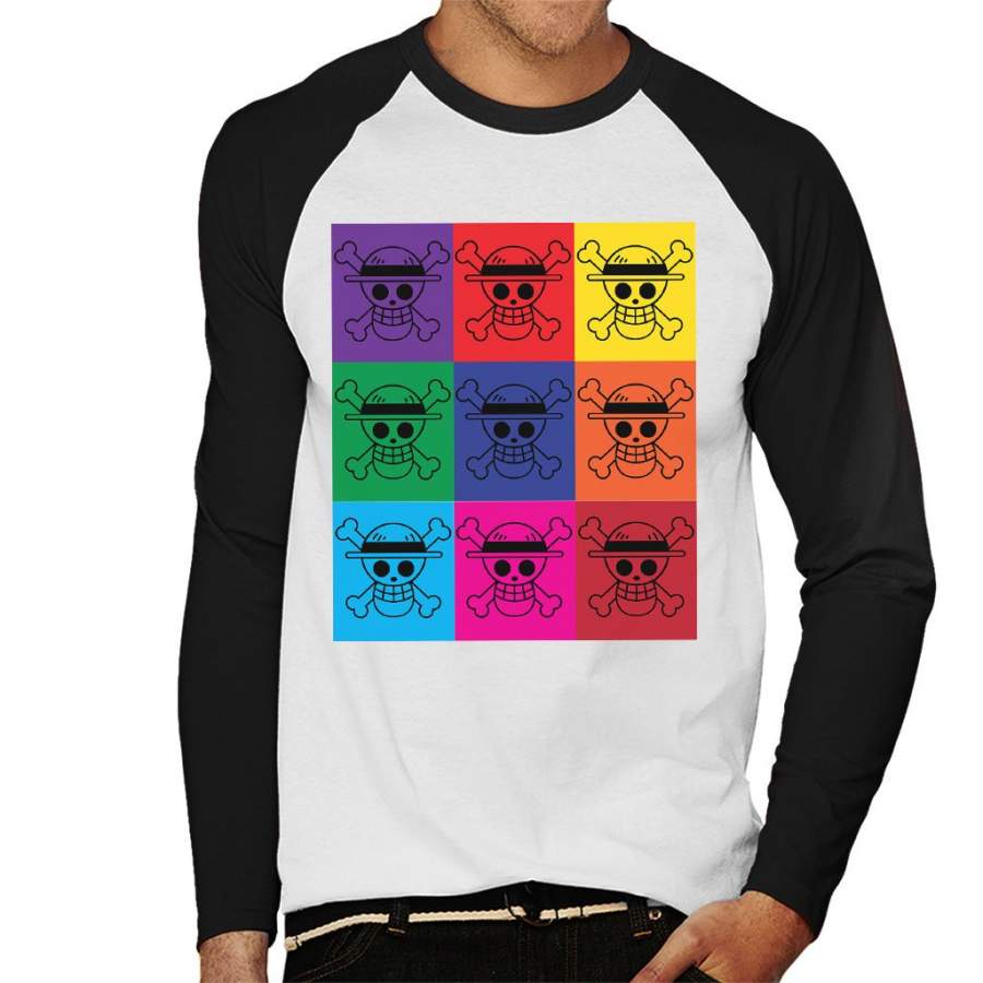 Scull And Crossbones Pop Art One Piece Men’s Baseball Long Sleeved T-shirt