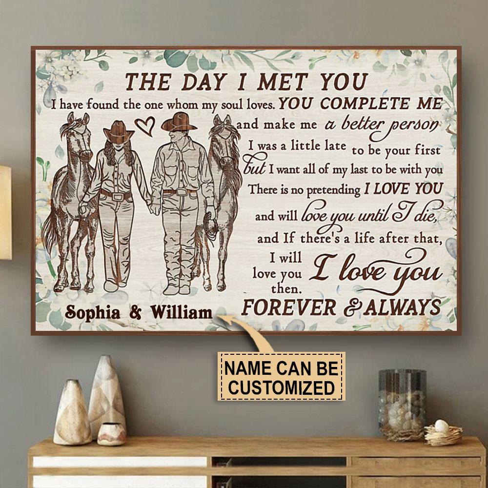 Personalized Canvas, Custom Canvas Prints Cowboy Couple The Day I Met Customized Poster Print, Canvas Poster Wall Art, Canvas Print Wall Decor