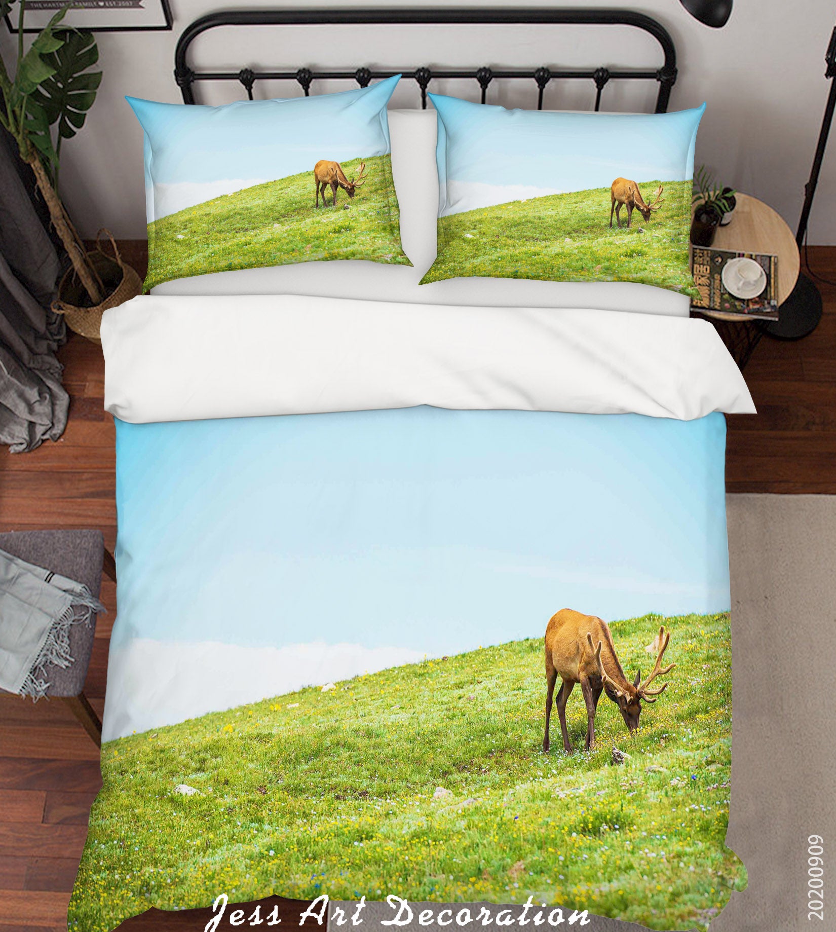 3D Nature Animal Deer Grassland Quilt Cover Set Bedding Set Duvet Cover Pillowcases Wj 6018