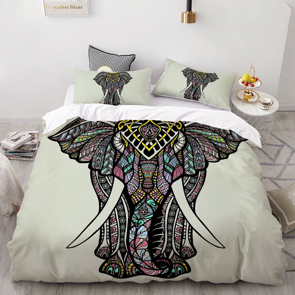 3D Bedding Set Custom/Usa Queen/King/Europe,3Pcs Duvet Cover Set,/Blanket Cover Set,Bed Set Elephant With Jockey,