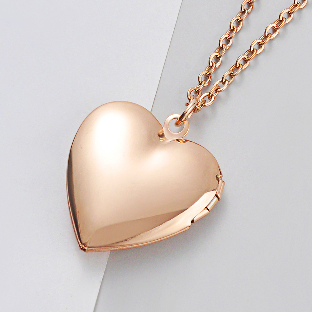 2Pcs/Lot Mirror Polish Stainless Steel Love Heart Photo Frame Memory Locket Pendant Necklace For Women alx