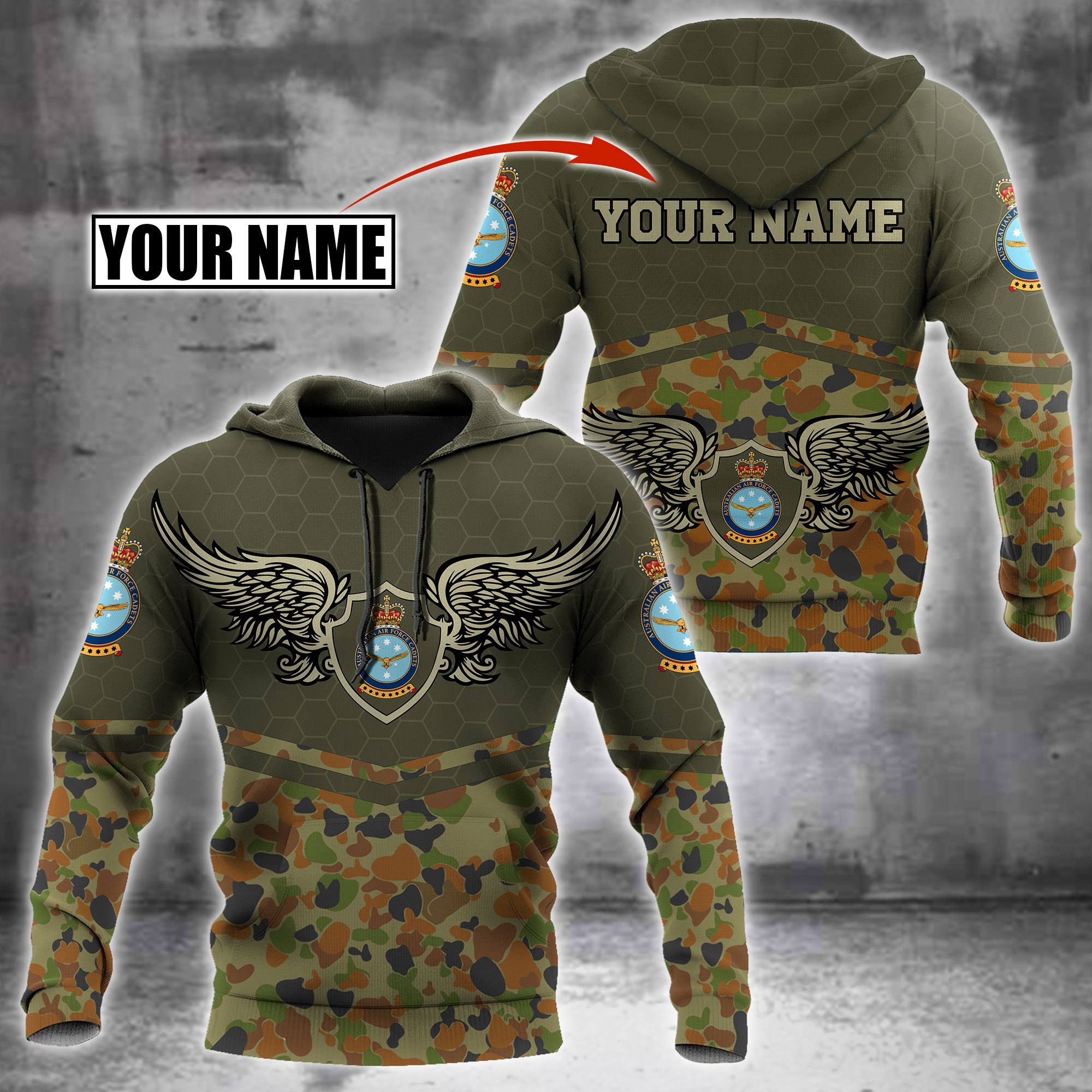 Premium Personalized Australian Air Force Camo Anzac Day 3D Printed Hoodie
