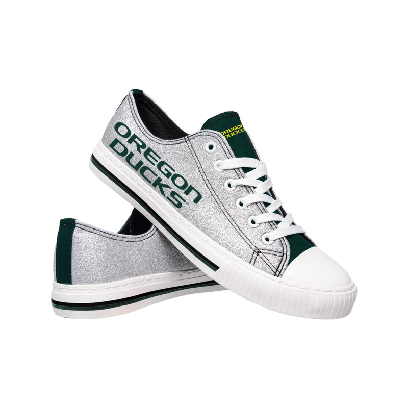 Oregon Ducks NCAA Womens Glitter Low Top Canvas Shoes